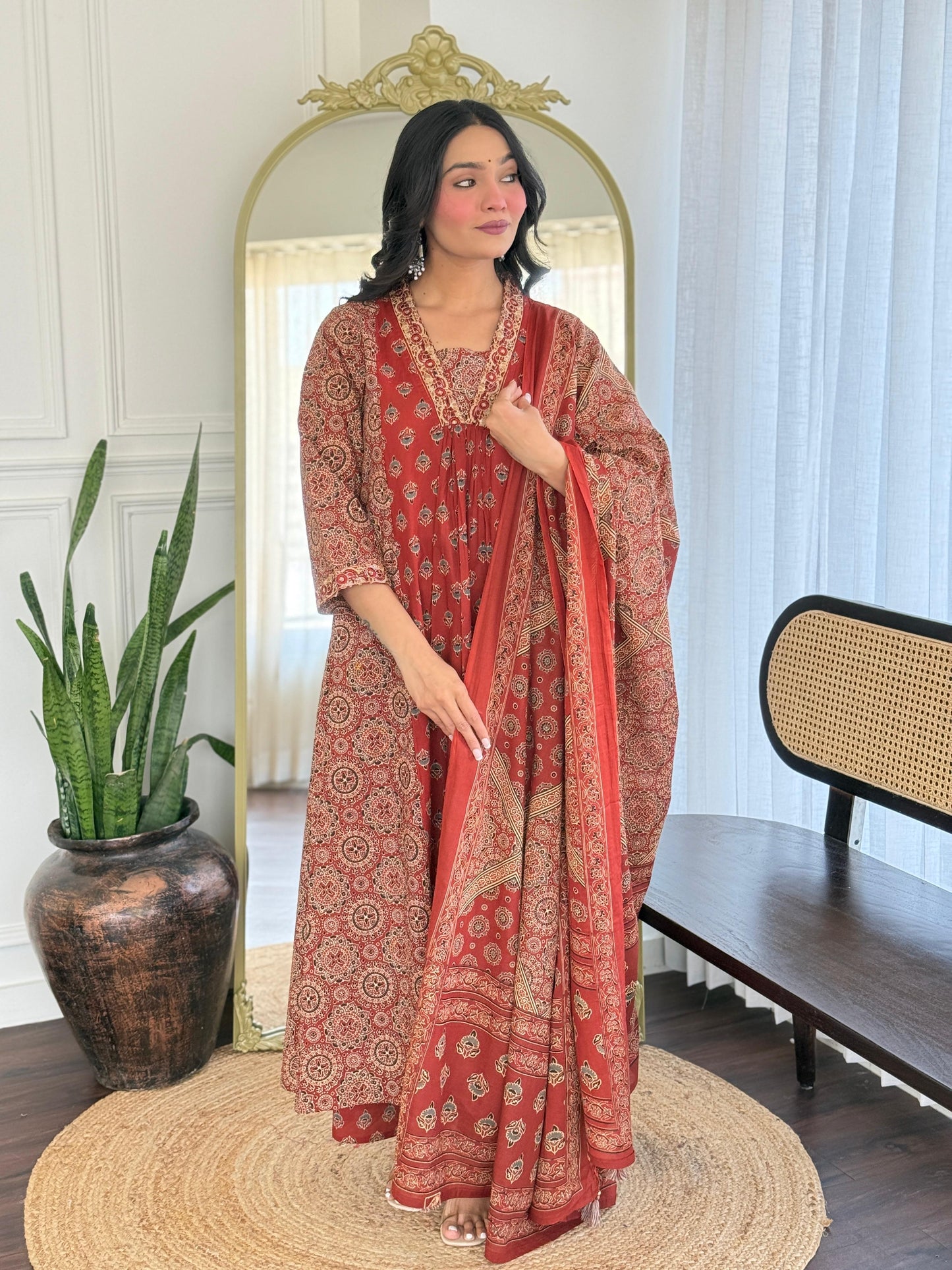 The Lady Crown – Cotton 3-Piece Suit Set with Sequence Embroidery & Mulmul Dupatta (2 Color Options)